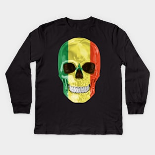 Senegal Flag Skull - Gift for Senegalese With Roots From Senegal Kids Long Sleeve T-Shirt